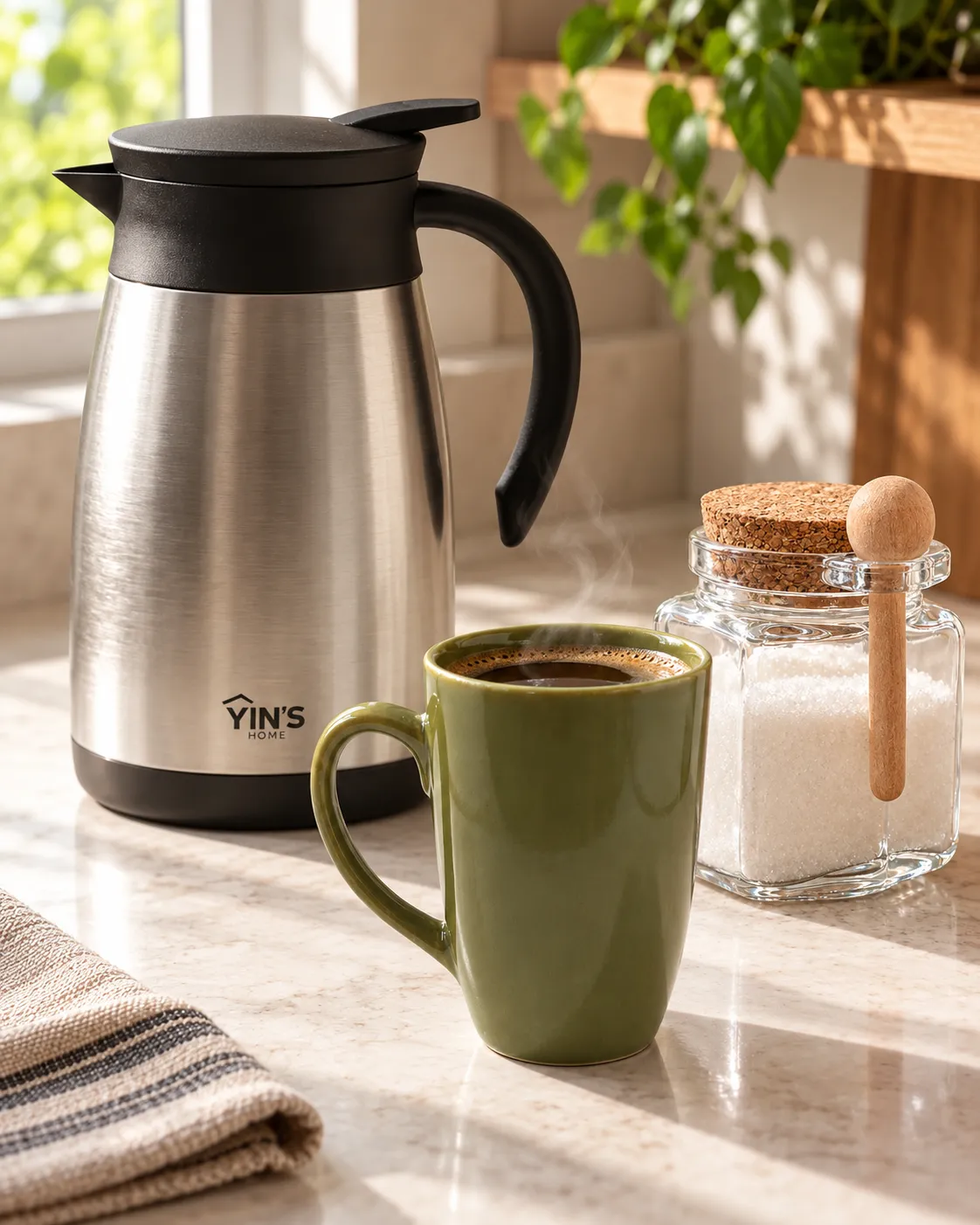 Kit Café pra Levar - 3 peças com Garrafa Térmica 750ml, Caneca 300ml e Pote 250ml