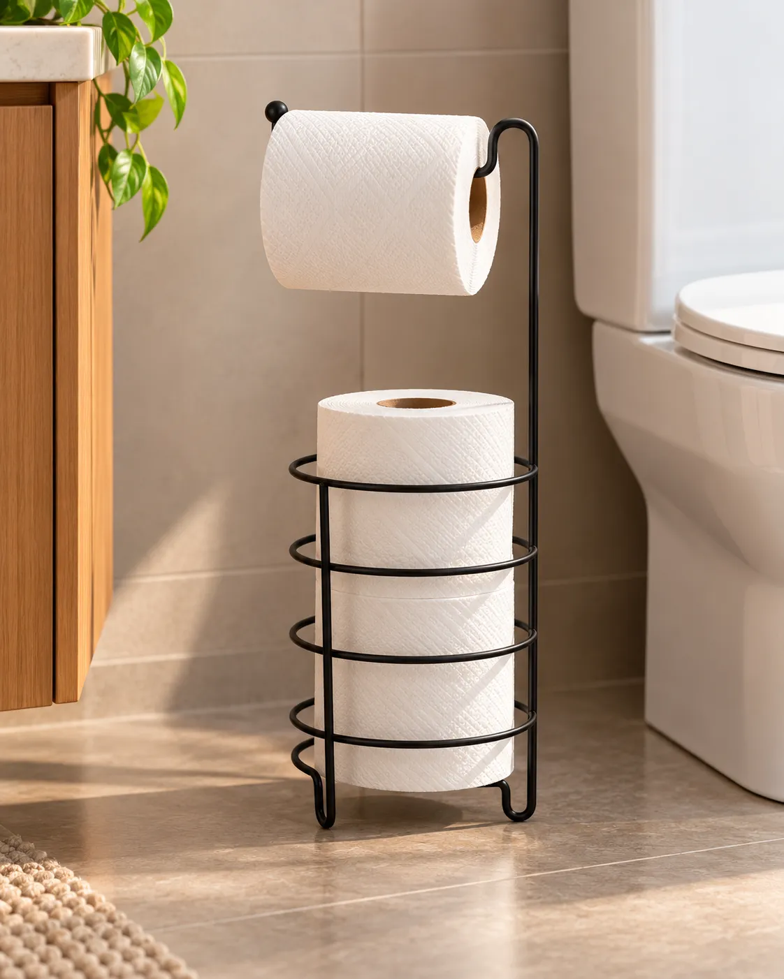 Suporte Arthi de Piso para Papel Higiênico Preto
